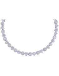 7.5 cttw 14k White Gold Diamond Bridal Flower Heart Necklace (Real Diamonds: 7.5 cttw)