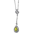 14K White Gold Peridot and Diamond Necklace