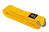 Yoga belt - with metal clasp - yellow, 250 x 3.8 cm, 100% cotton, machine washable up to 40°C