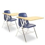 9700 Classic Series Chair Desk, Navy, Fusion Maple Laminate Top, 2/Ctn
