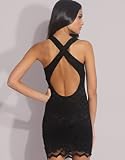 312okms80SL. SL160  John Zack, Black, Cross Back Lace Dress, Mini Dress