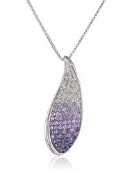 Carnevale Sterling Silver Faded Purple Tear Drop with Swarovski Elements Pendant Necklace, 18"