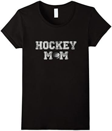 Women's Distressed Look Collegiate Ice Hockey Mom T-Shirt Tee Shirt Medium Black