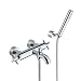 Cascade Faucets 1402081PI Brushed Nickel-81 PI-Pipe Handle Bathroom Tub Faucets External Bath Mixer With Handshower And Wall Bracket