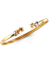 14k Yellow Gold Pink Giraffe Girl Child Bangle Bracelet