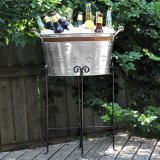 Fleur De Lis Tin Beverage Tub with Bronze Banding
