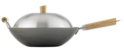 Helen Chen's Asian Kitchen Flat Bottom Carbon Steel 14-Inch Lidded Wok Set
