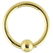 Solid 14KT Yellow Gold 14 Gauge 1/2" Ball Captive Ring 5mm Ball