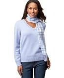 Karen Scott V-Neck Sweater with Plaid Scarf Gift Set