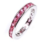 18k White Gold Naural Pink Sapphire Eternity Ring Size 6 Ct.tw 2.35