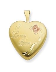 Gold Filled 16mm Flower I Love You Heart Locket