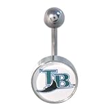 Tampa Bay Devil Rays 316L Stainless Steel Belly Ring - 14G - 3/8 Inch Bar Length - Sold Individually