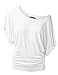 LL WT742 Women's Versatile Casual Short Sleeve Dolman Top – Loose Fit Boat Neck XXXL White