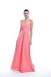 A-line Strapless Floor Length Lace Chiffon Sweetheart Natural   Waistline Bridesmaid Dress 