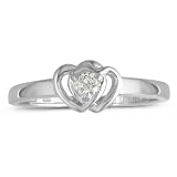 Diamond Heart Promise Ring Crafted in Sterling Silver .07ct (Sizes 4 to 9)
