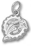 Miami Dolphins Solid Sterling Silver Dolphin Logo 3/8'' Pierced Pendant