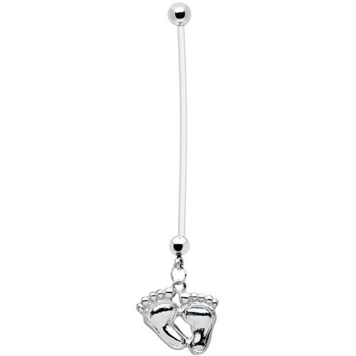 Body Candy Stainless Steel Baby Foot Prints Pregnant Belly Ring