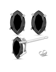 1/2 (0.46-0.55) Cts of 5.1x3.5 mm AA Marquise Black Diamond Stud Earrings in 14K White Gold