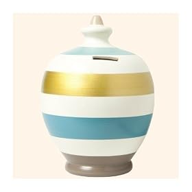 Terramundi Money Pot - Cream, Blue & Gold Stripes (A6)
