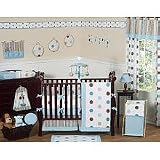 JoJo Designs 9-Piece Baby Crib Bedding Set - Blue and Brown Modern Polka Dots