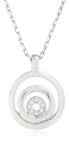 Miore Delicate Circles of 18ct White Gold Pendant set with Central 8 Diamonds and 42cm Chain. M0258W