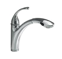 KOHLER K-10433-CP Forte Single Control Pullout Kitchen Sink Faucet with Color-Matched Sprayhead and Lever Handle, Polished Chrome