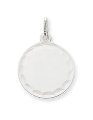 14k White Gold Plain .013 Gauge Round Engravable Disc Charm