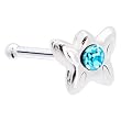 Sterling Silver Aqua Gem Butterfly Nose Bone