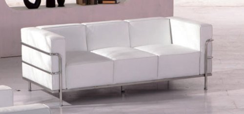 White Leather Le Corbusier Style Modern Contemporary 