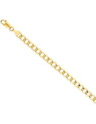 14K 22" Yellow Gold 6.2mm Polish Diamond Cut Curb Lite Chain With Lobster Clasp