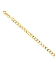 14K 24" Yellow Gold 6.2mm Polish Diamond Cut Curb Lite Chain With Lobster Clasp