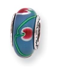 Blue and Red Glass Charm for 3mm Charm Bracelets