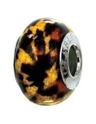 Genuine Zable (TM) Product. 925 Sterling Silver Small Murano Glass Leopard Bead Charm. 100% Satisfaction Guaranteed.