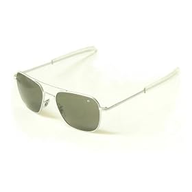 American Optical AO Original Pilot Aviator Sunglasses 55 mm Matte Chrome Bayonet True Color 30187