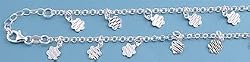 Sterling Silver Italian Anklet - Plumeria - 10'' in Length