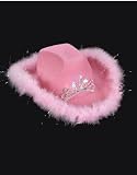 Felt Pink Feather Blinking Rhinestone Cowboy Hat