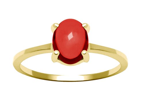10k Yellow Gold Oval Cabochon Garnet Ring
