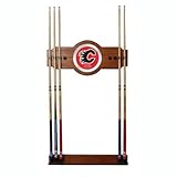 New Trademark NHL Calgary Flames 2 Piece Wood And Mirror Wall Cue Rack Furn ....
