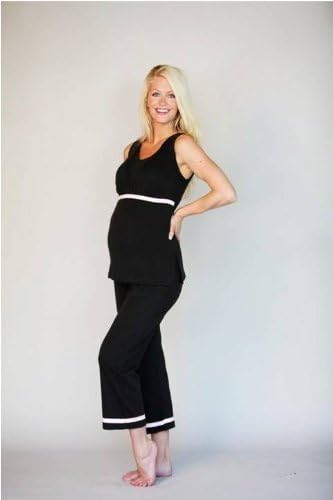 NurtureWear - Maternity and Nursing Sleep and Lounge wear. Sleeveless Top with Capris (XX-Large, Gray/Plum)