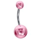 Pink Lustrous Faux Pearl Belly Button Navel Ring