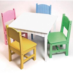 Lipper International 553 Child's 5-Piece Set, White Table with Bead Board Detail on Apron... by Lipper