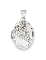 Genuine IceCarats Designer Jewelry Gift 14K White Gold 17Mm Embossed Oval Locket
