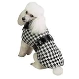 Medium Black & White Houndstooth Rain & Shine Dog Coat