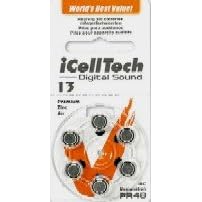 10 Packs (60 Batteries) I Cell Tech Size 13 Hearing Aid Batteries! 60 Batteries