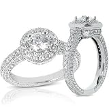 2.10CT Pave Antique Vintage Like Round Diamond 14k White Gold Hand Engraved Fancy Engagement Ring Color (G/H) Clarity (I1/I2) Size 6 Resizable