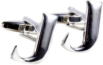 Simplicity Large Vintage Monogram Cufflinks Letter "J" Initial - Silver Color