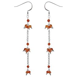 Girls Gift Sterling Silver Carnelian Earrings 4 inches (erg098)
