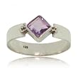 Simple Amethyst Modern Ring in Fine Sterling Silver