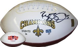 Reggie Bush Autographed/Hand Signed New Orleans Saints Logo Football Super Bowl XLIV- Bush Hologram