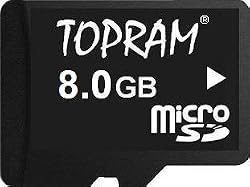 8GB microSD SDHC card for mobile phones with SD adapter by TOPRAM